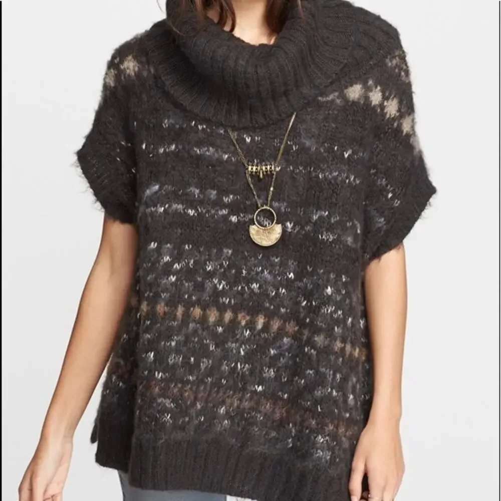 Free People Womens Snow Bunny Wool Blend Slouchy Fair Isle Sweater Top Size XS